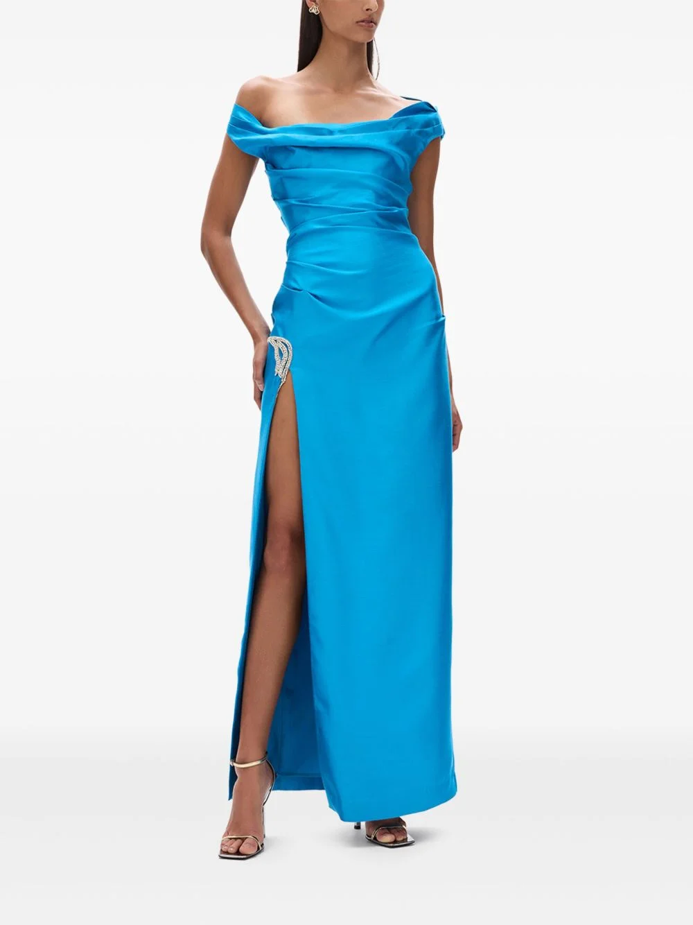 RACHEL GILBERT off-the-shoulder satin dress | REVERSIBLE