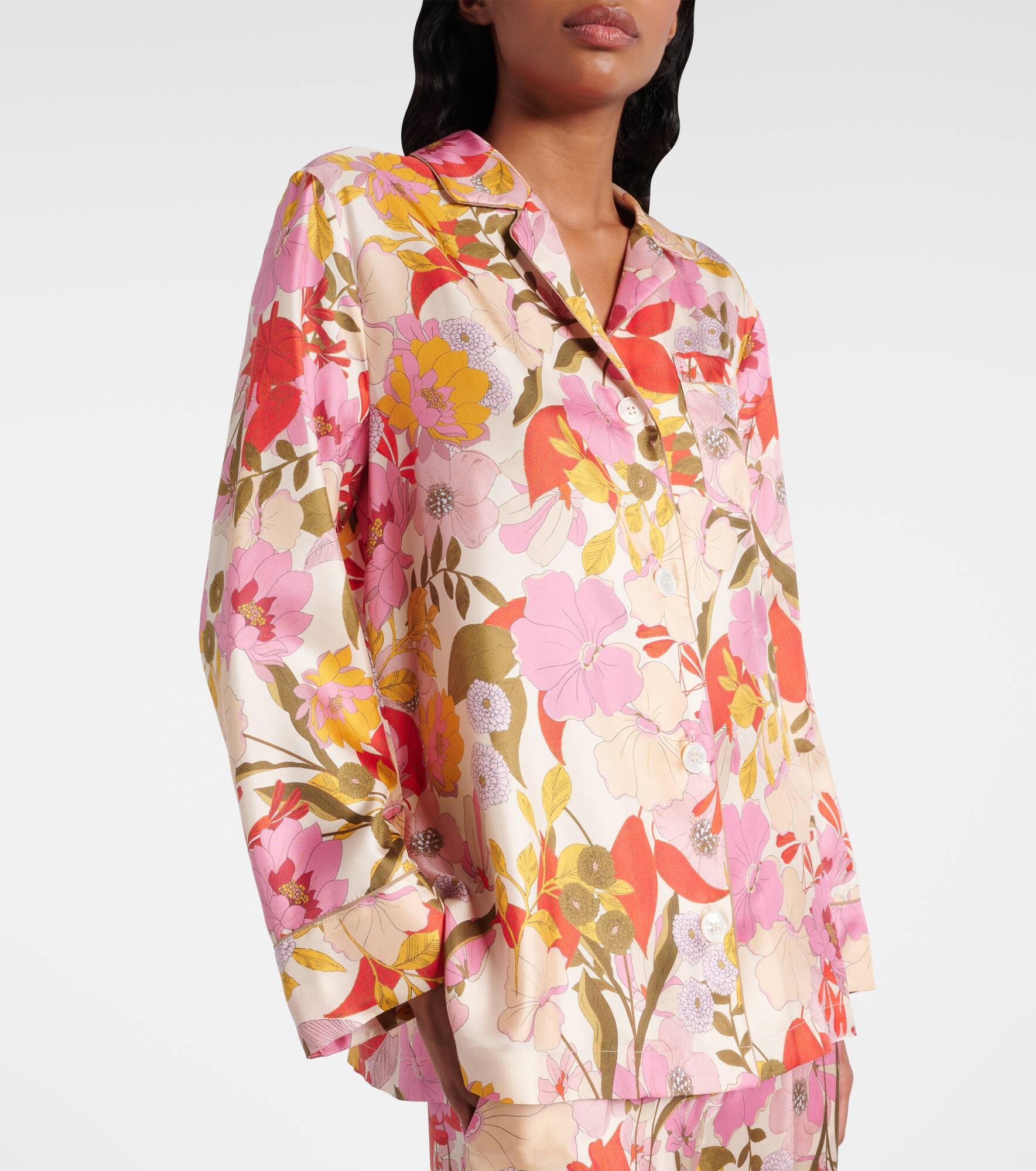 Alan floral silk satin shirt - 6