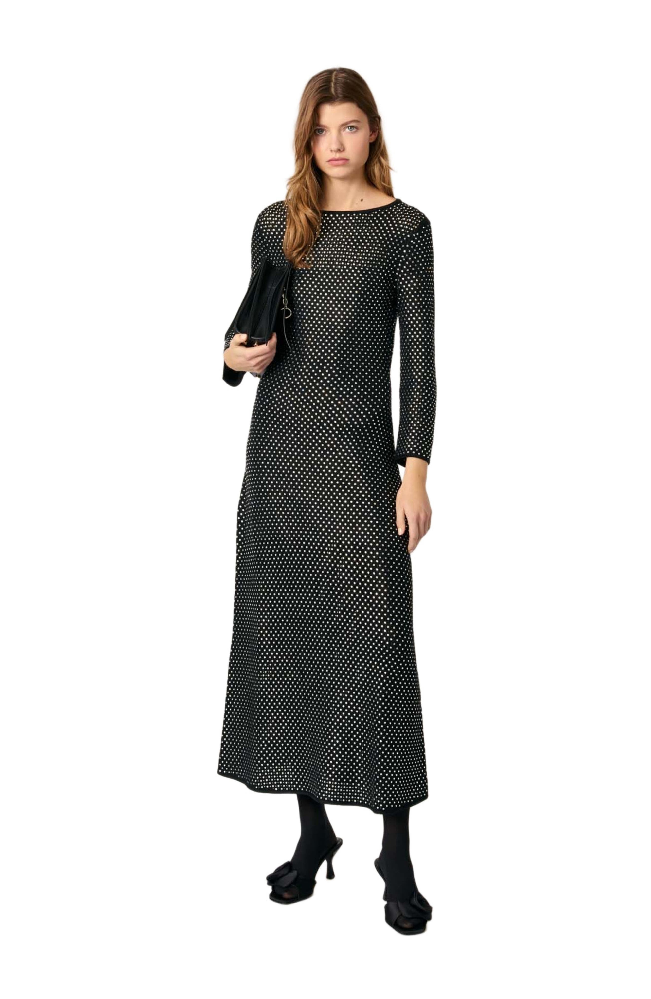 maje Rhinestone maxi dress in Black at Nordstrom - 1