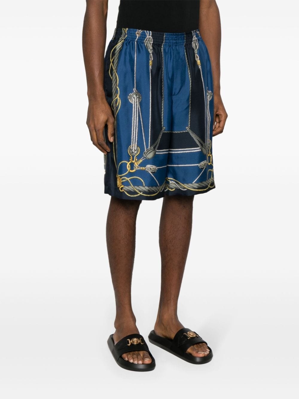 nautical-print silk shorts - 3