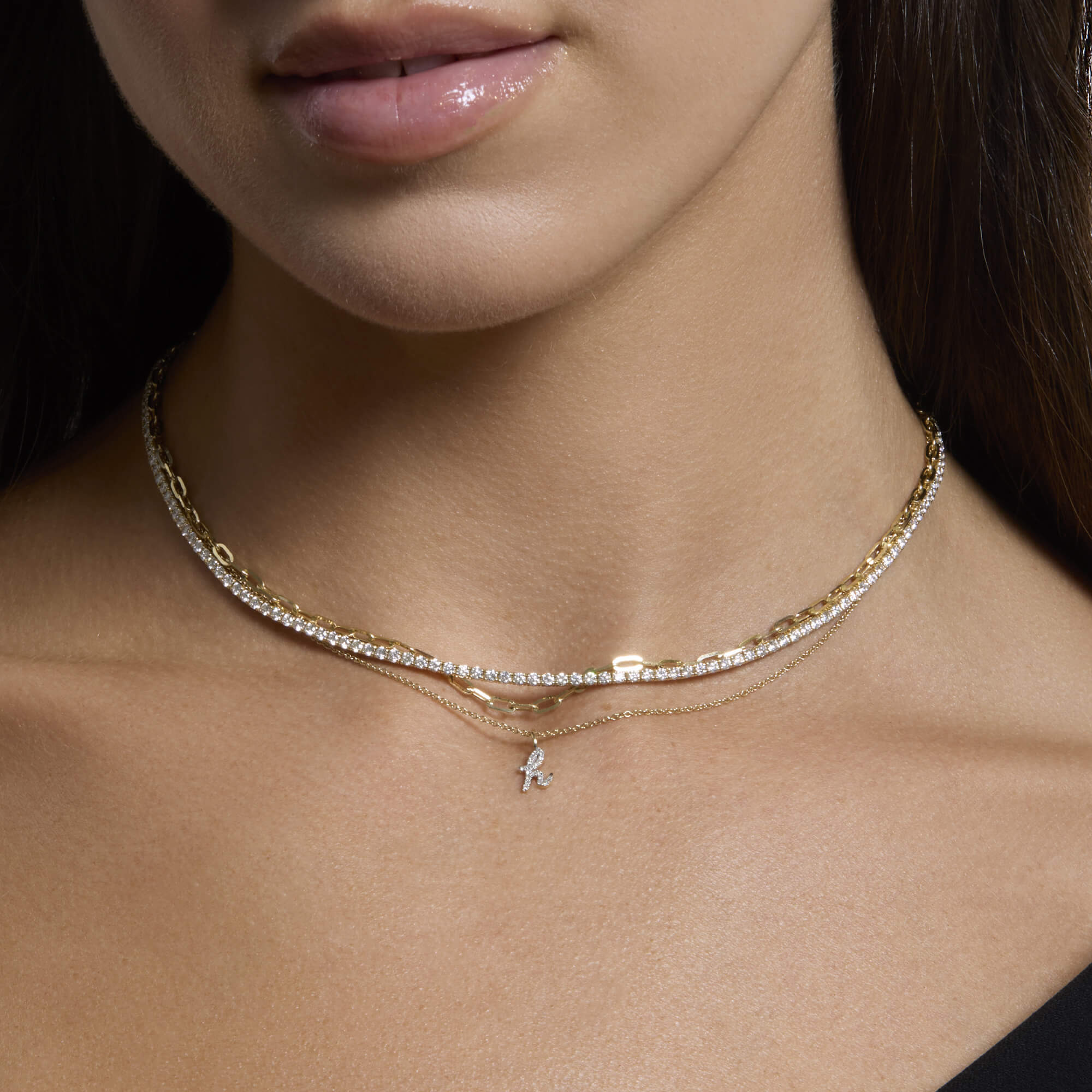 Diamond Cursive Initial Necklace - 8