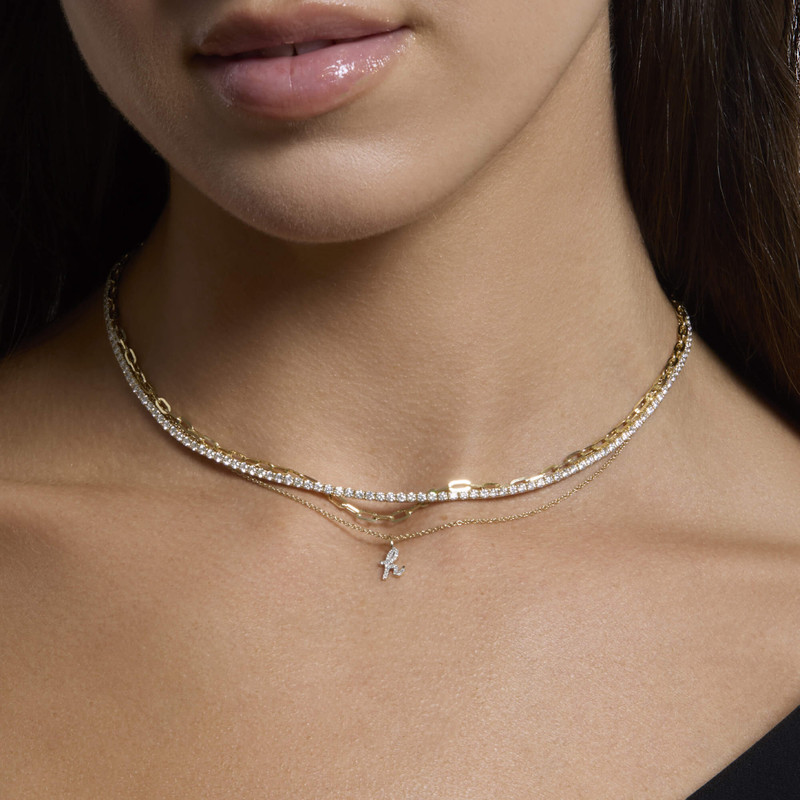 Diamond Cursive Initial Necklace 8