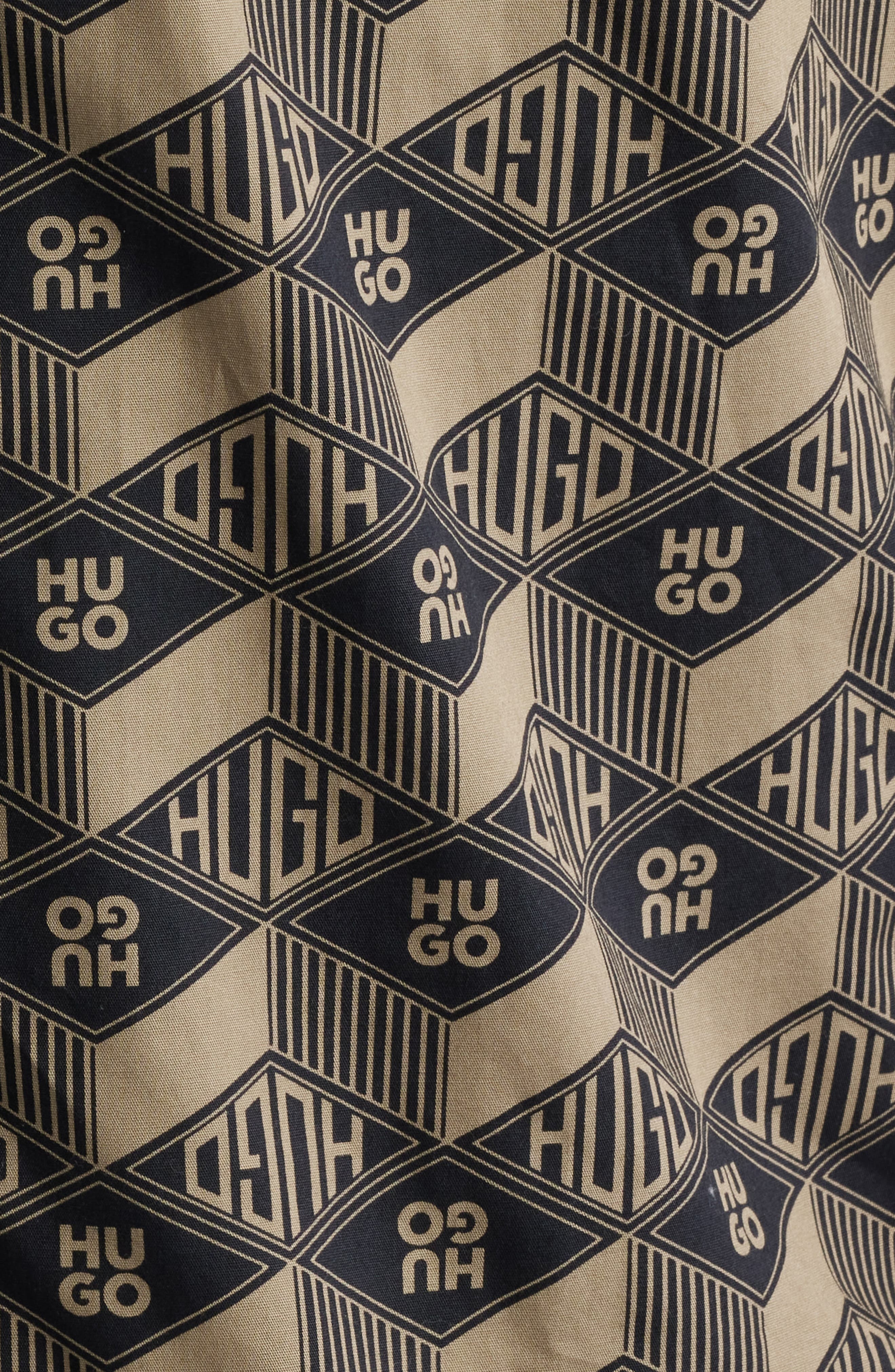 HUGO Ellino Logo Print Camp Shirt in Black at Nordstrom - 4