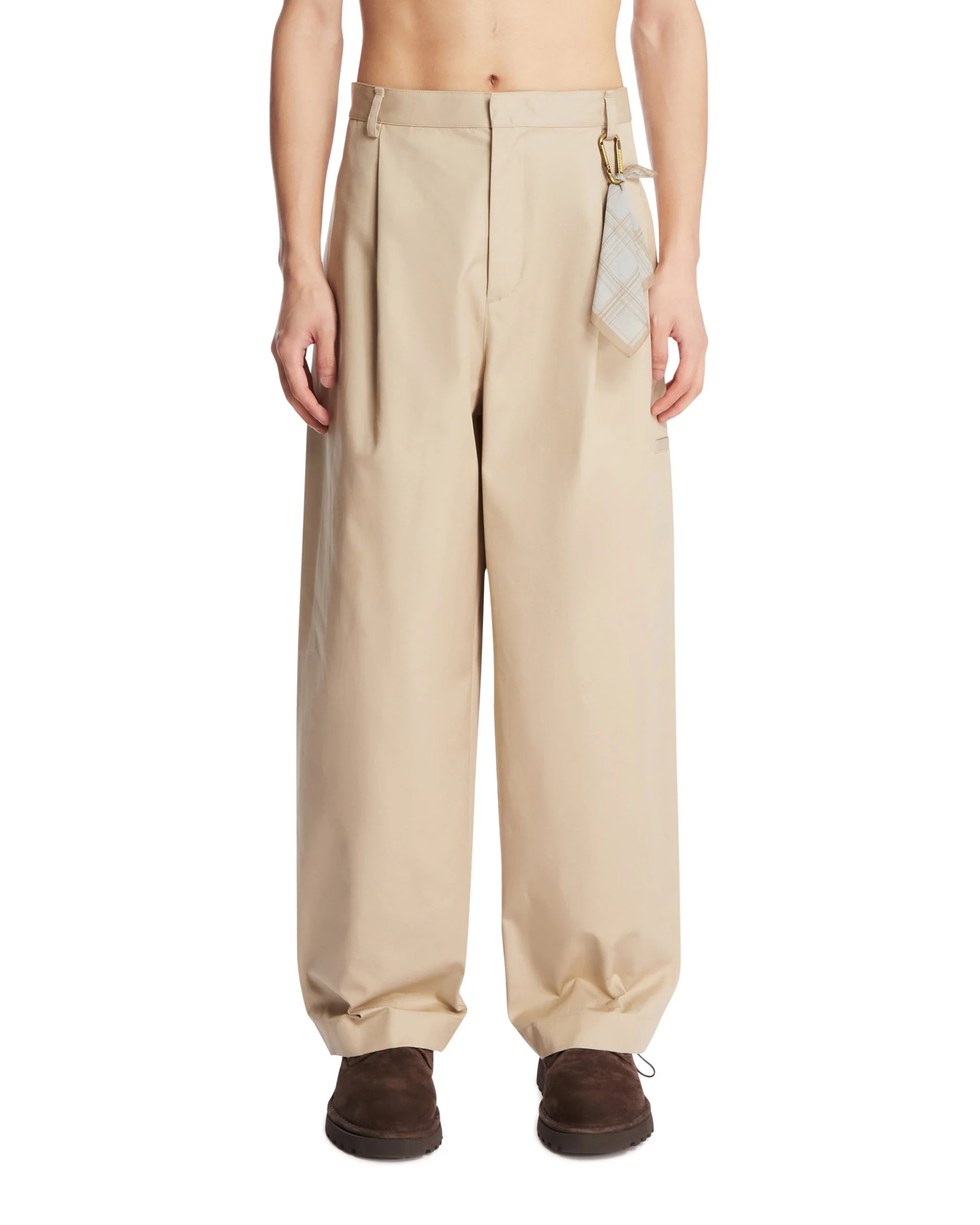 Beige Wide-Leg Trousers - 1