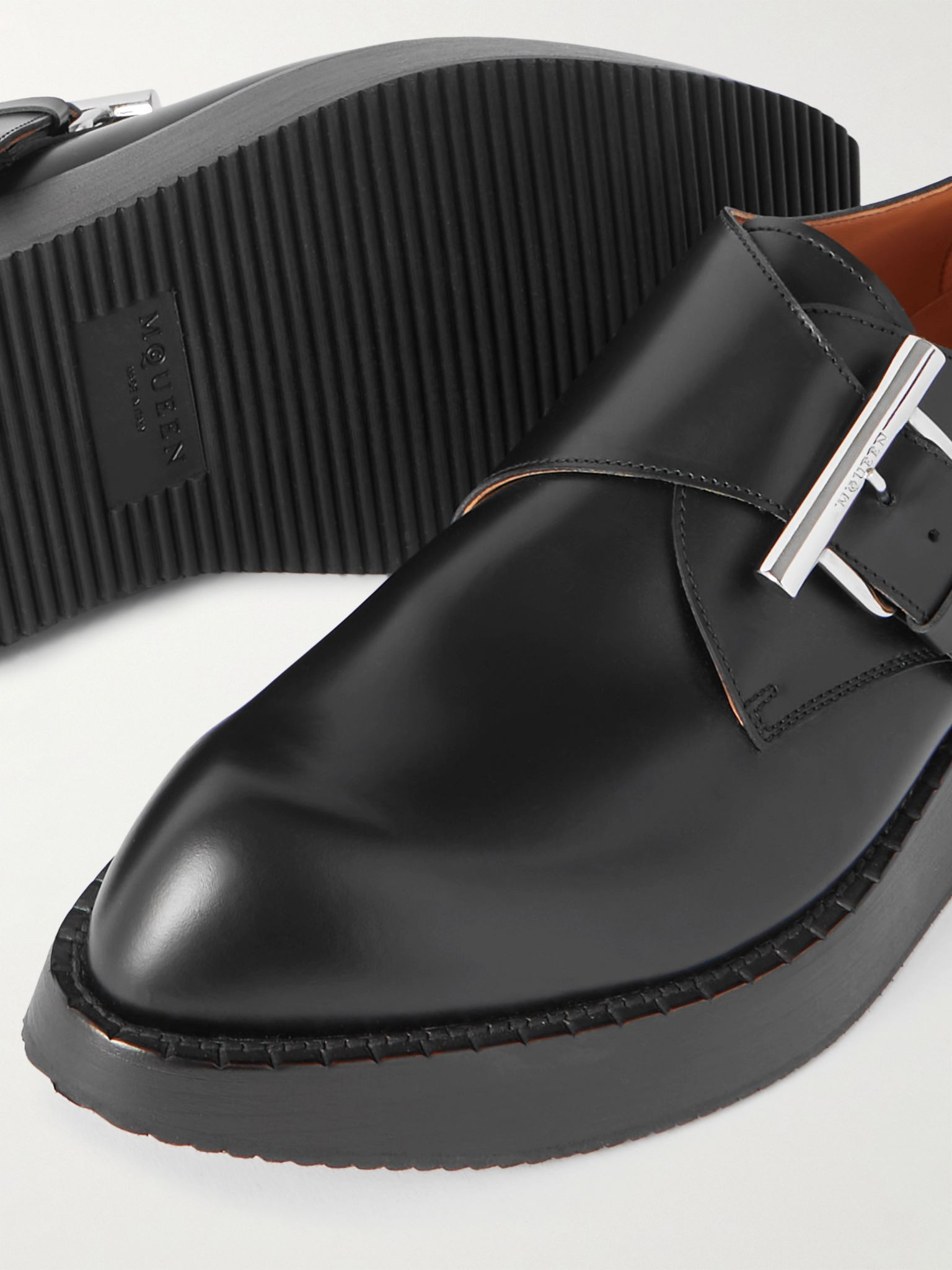 Leather Monk-Strap Brogues Black - 4