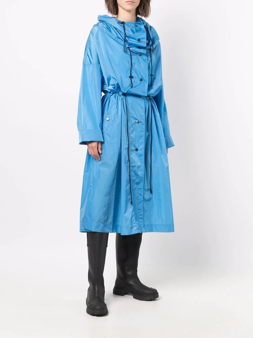 drawstring-waist hooded raincoat - 3