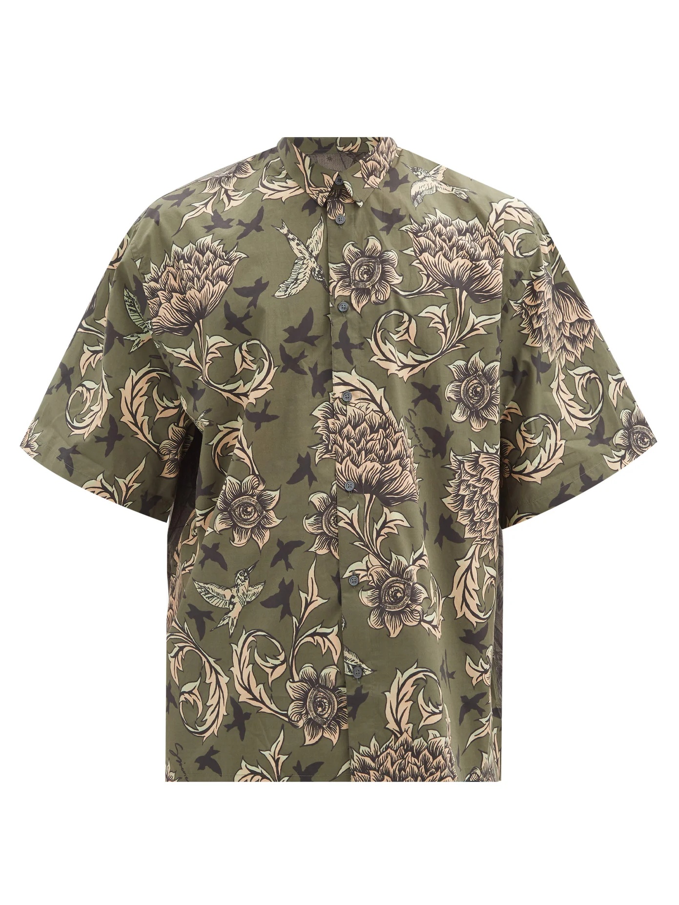 Floral and Atlantis-print cotton-poplin shirt - 1