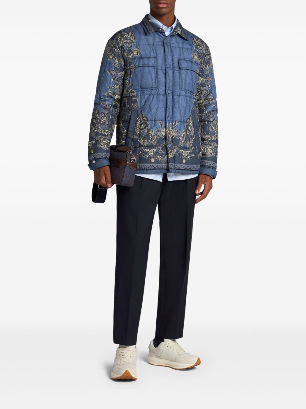 quilted printed shirt jacket - 2