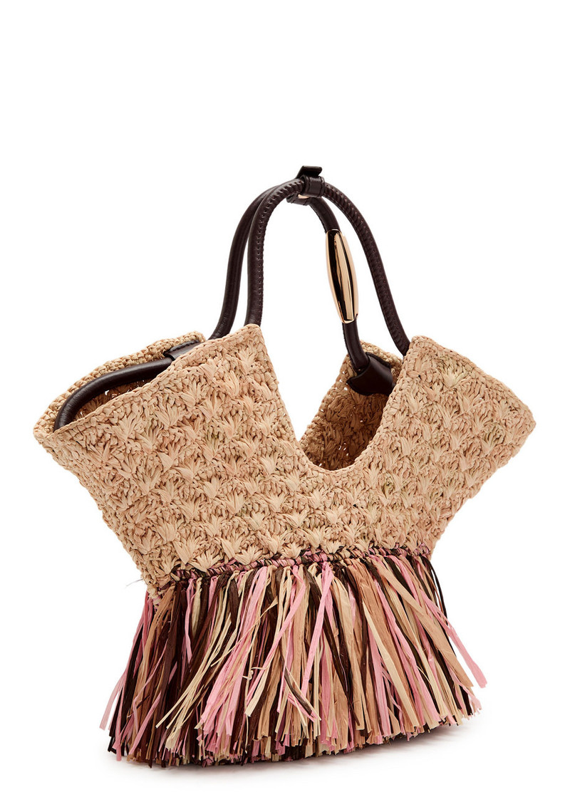 Zimmermann Zimmermann Goldentime Small Fringed Raffia Tote bag outlook