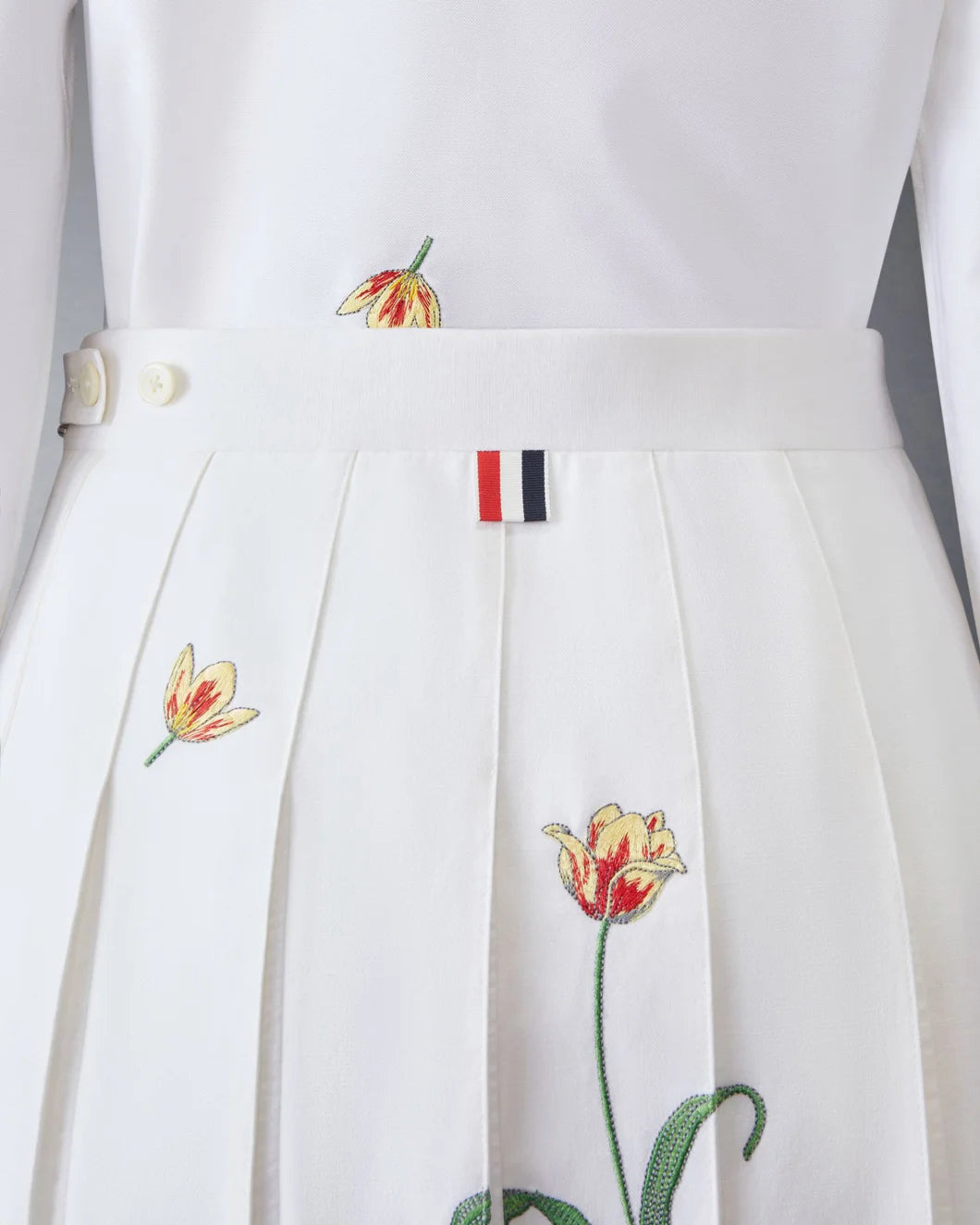 KNEE LENGTH FLORAL PLEATED SKIRT - 6