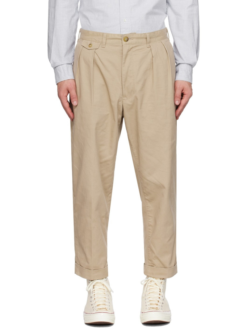 Beige Pleated Trousers - 1