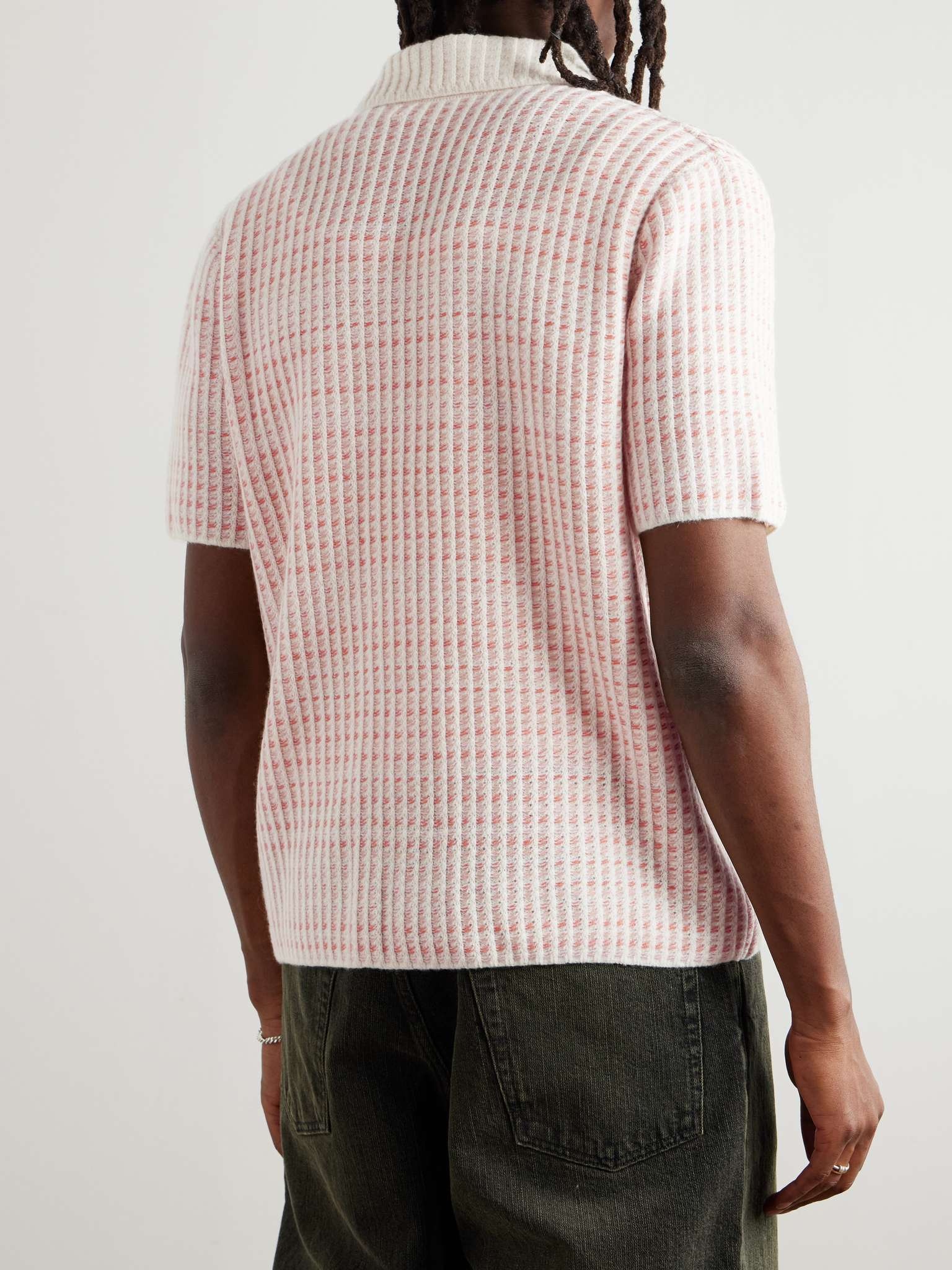 Noble Camp-Collar Waffle-Knit Cashmere-Blend Shirt - 4