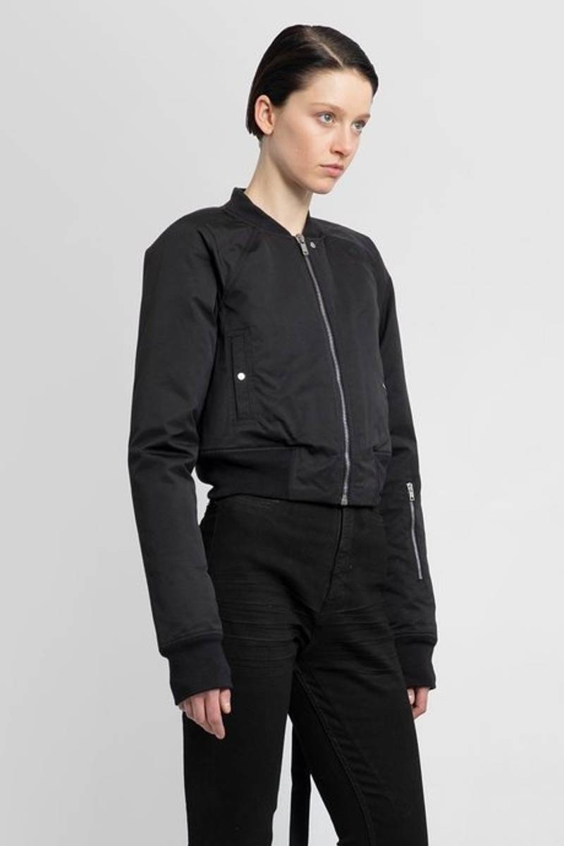 Rick Owens DRKSHDW Rick owens drkshdw women's black strobe faun bomber in cotton nylon faille outlook