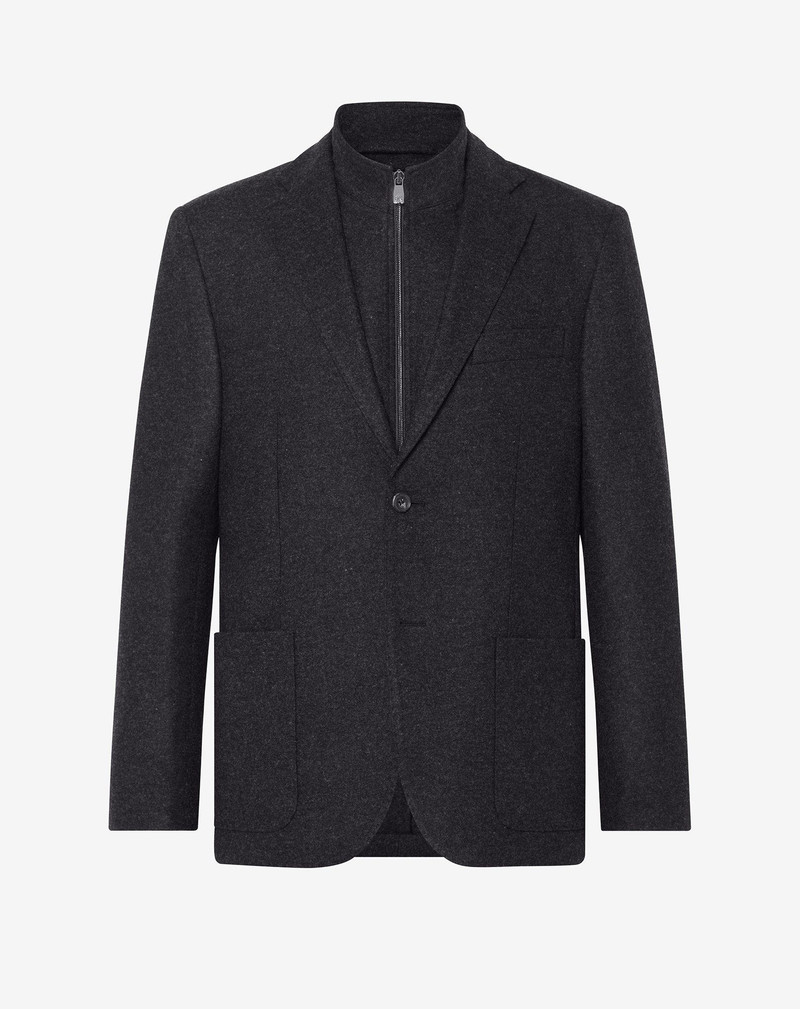 Grey 2-button jersey wool flannel jacket 1