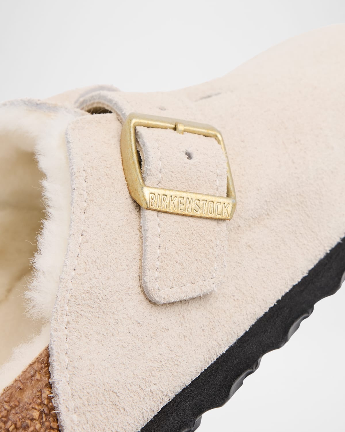 Boston Suede Shearling Buckle Slide Clogs - 4
