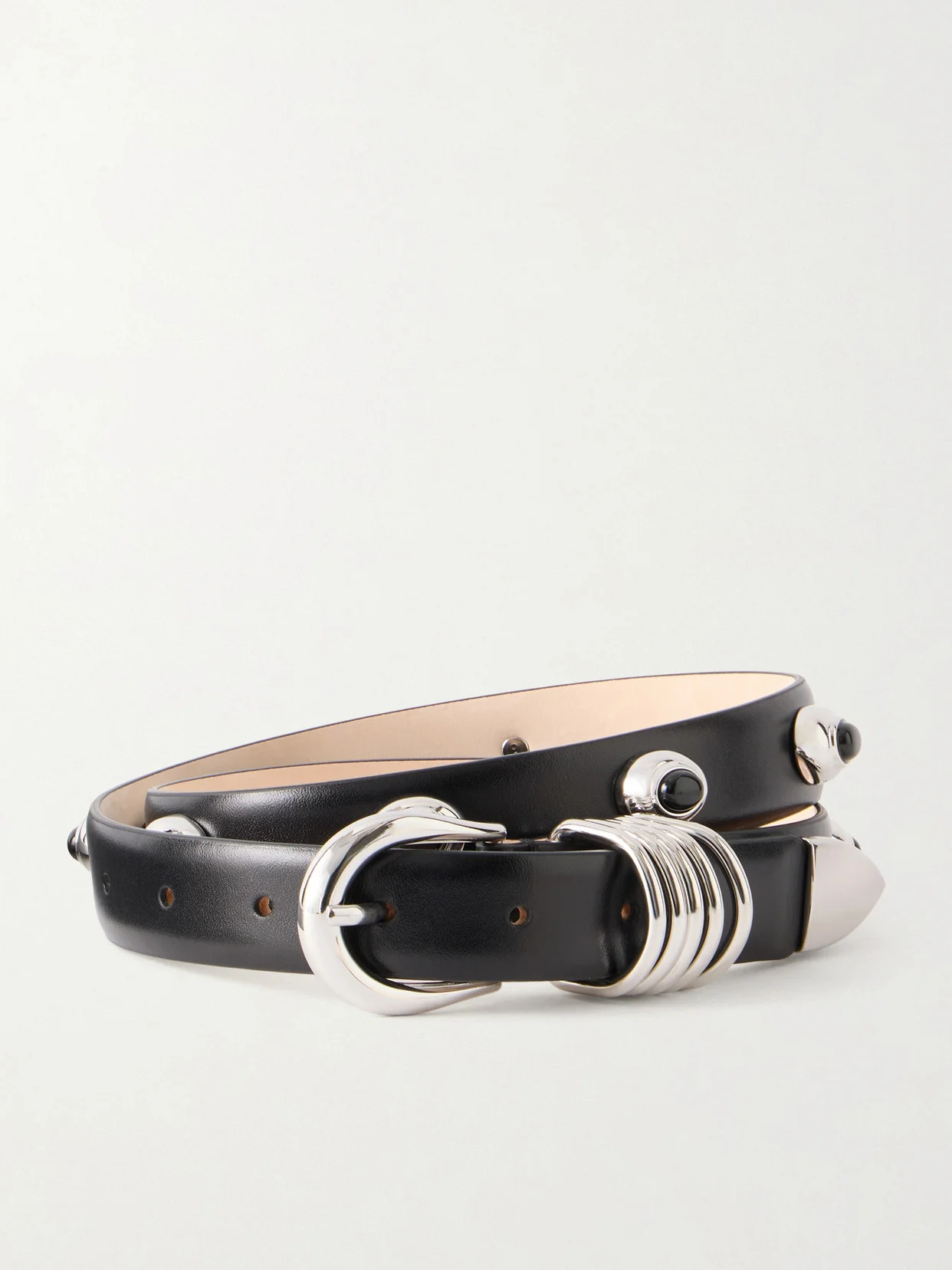 Hollyhock Crystal-embellished Leather Belt - 1