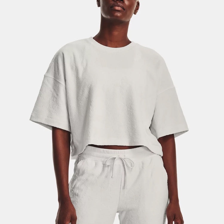 (WMNS) Under Armour Journey Terry Cropped T-shirt 'Grey' 1376914-006 - 3