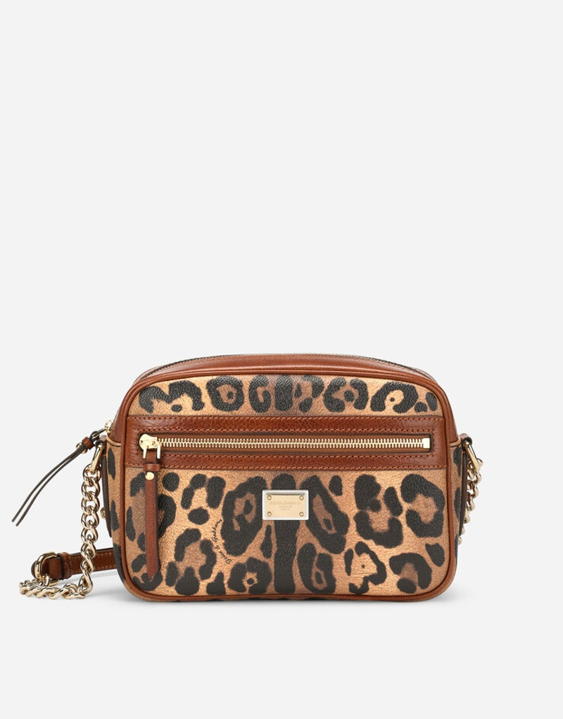 Medium crossbody bag in leopard-print Crespo with branded plate 1