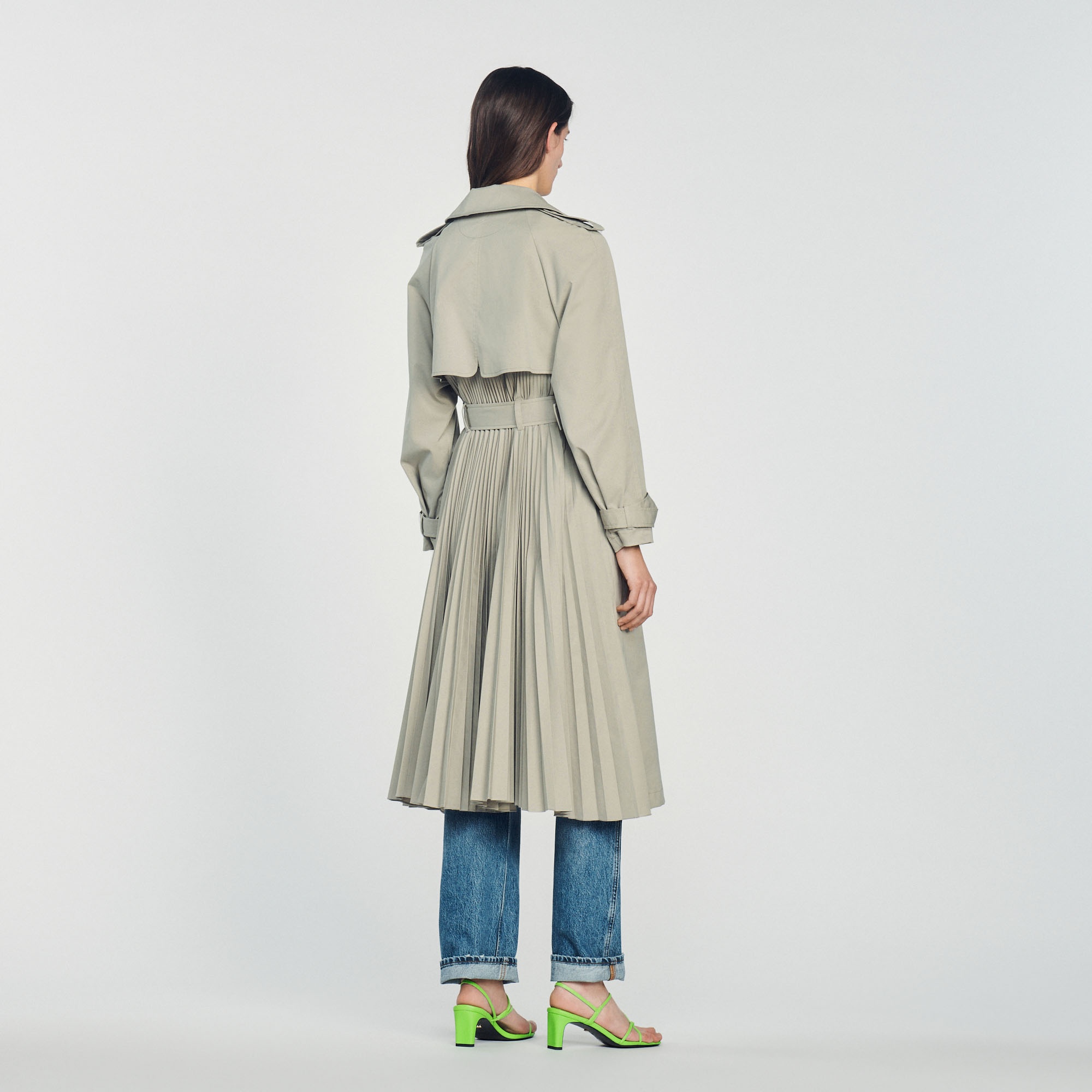 Trench coat with pleated back - 6