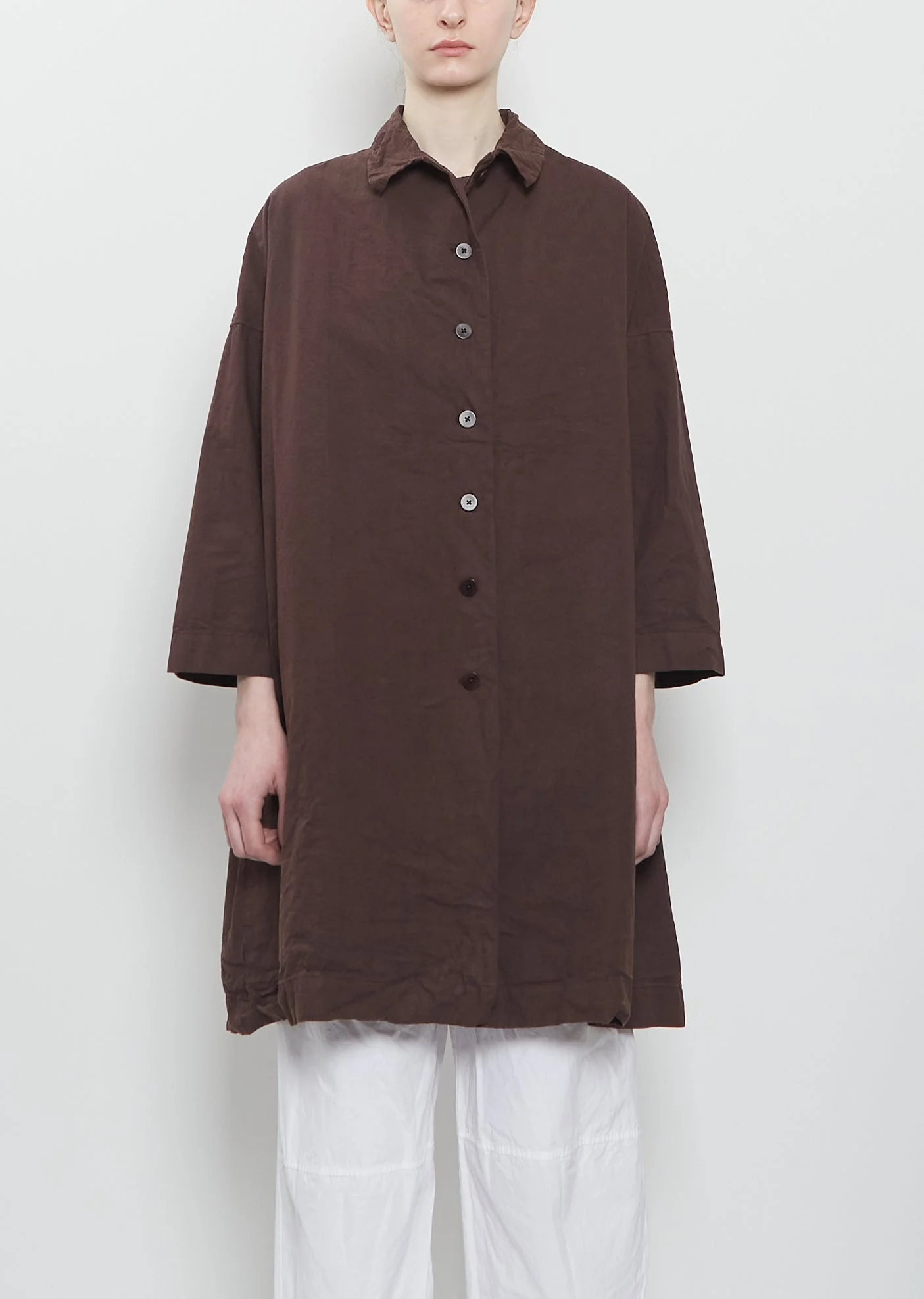 Compact Cotton Easy Coat — Grape - 1