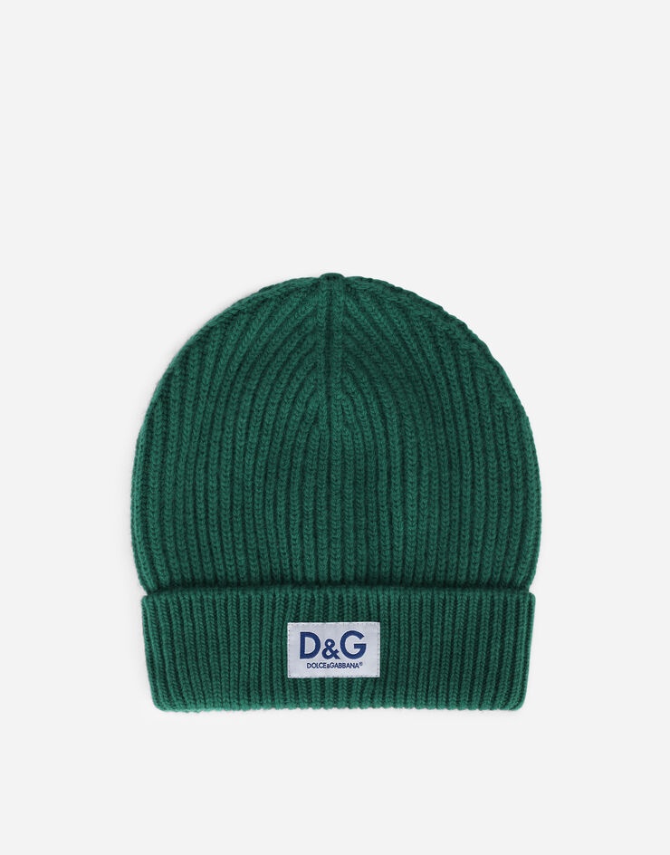 Knit cashmere hat with D&G patch - 1