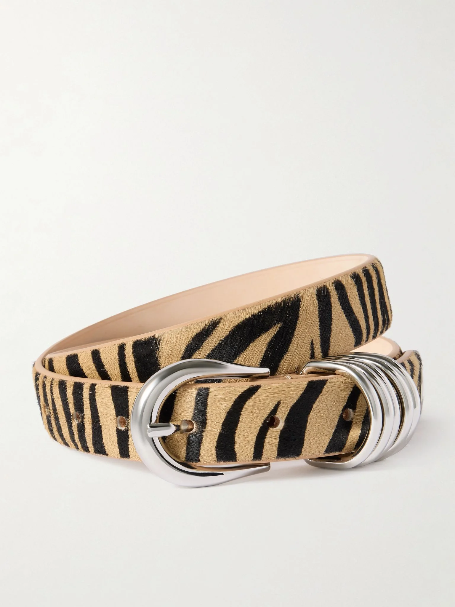 Hollyhock zebra-print calf hair belt Tan - 1