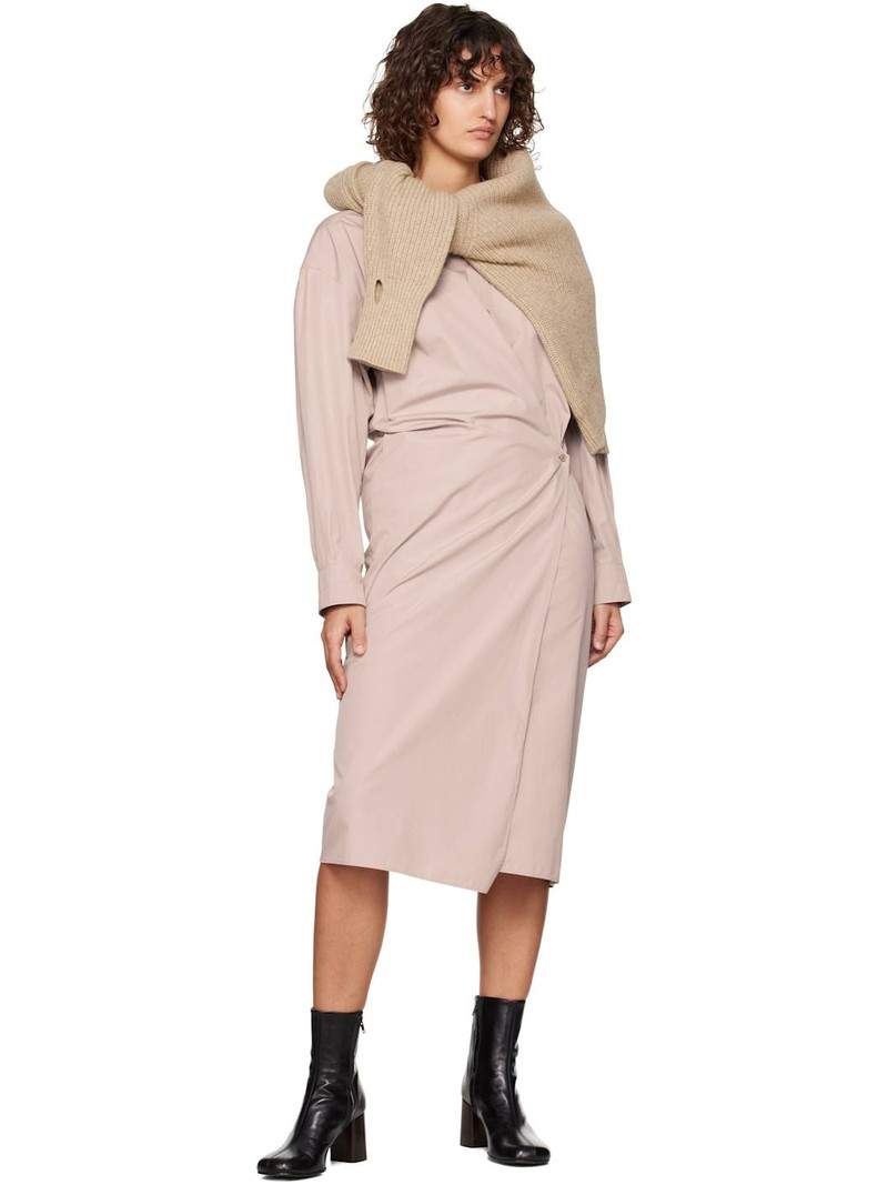 Lemaire Pink Straight Collar Twisted Midi Dress outlook