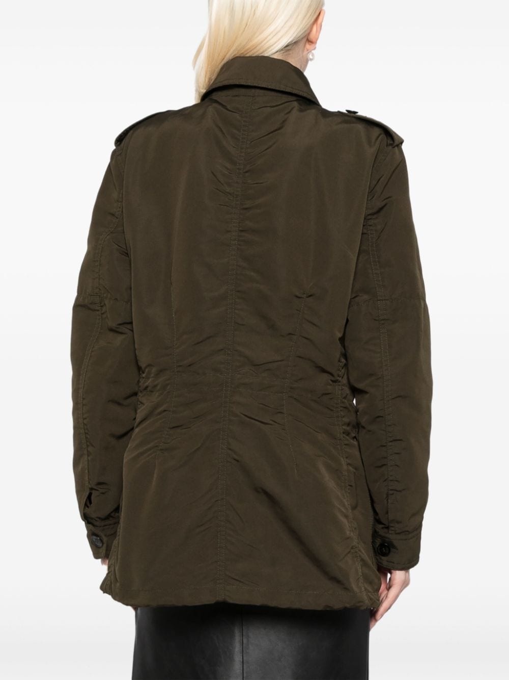 drawstring waist military jacket - 4