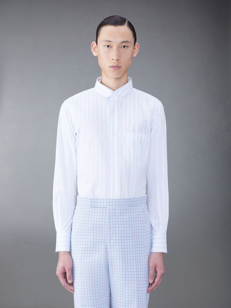 Stripe Poplin Round Collar Shirt 1