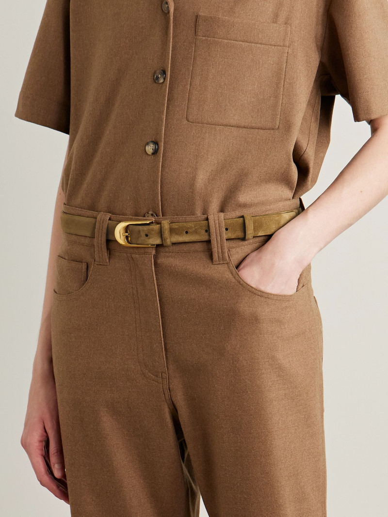 KHAITE Dome suede belt Beige outlook