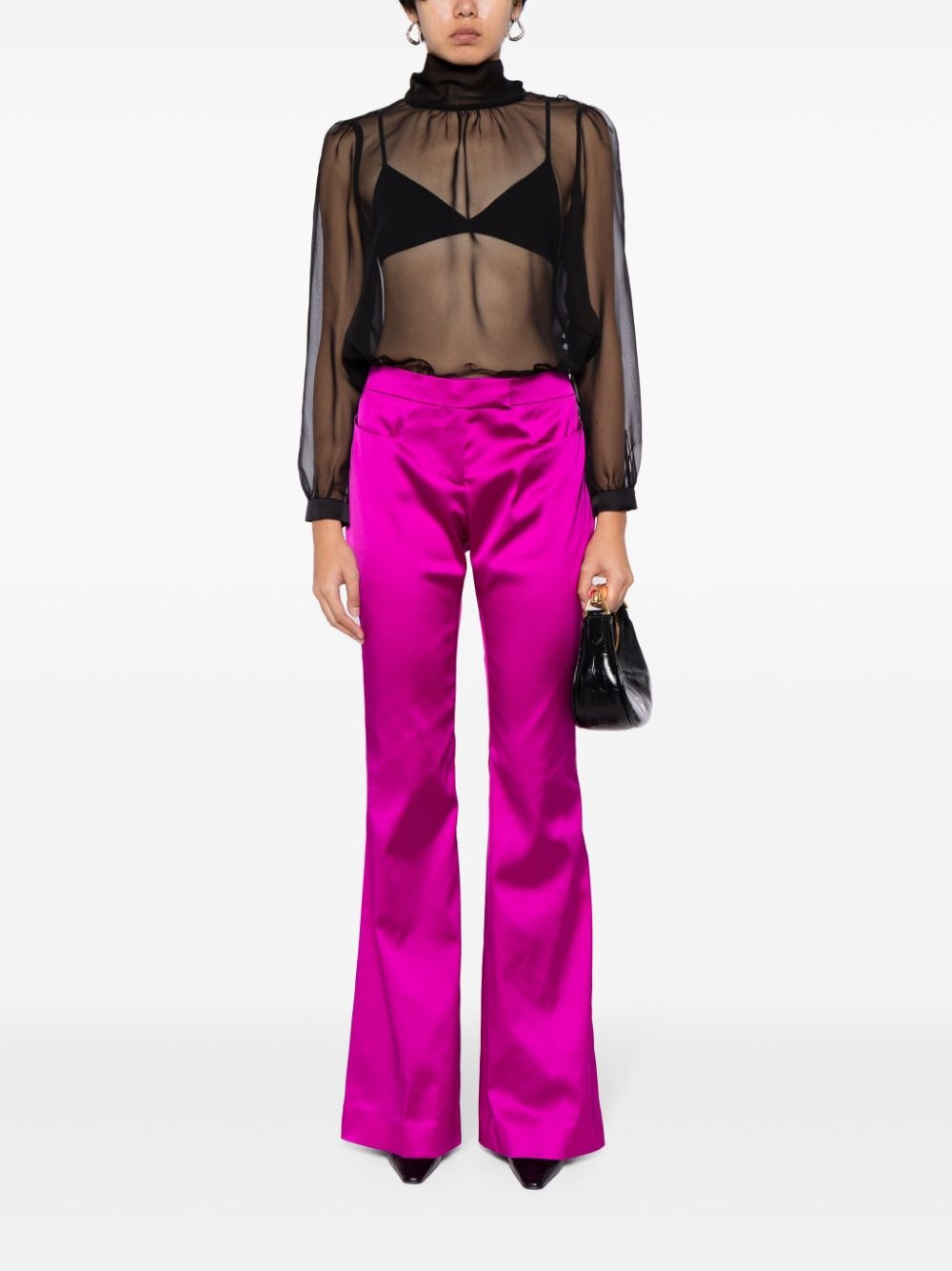 flared satin trousers - 2