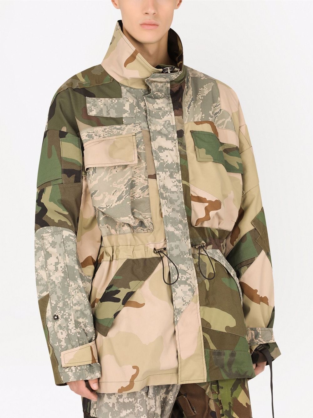 patchwork camouflage high-neck jacket - 5