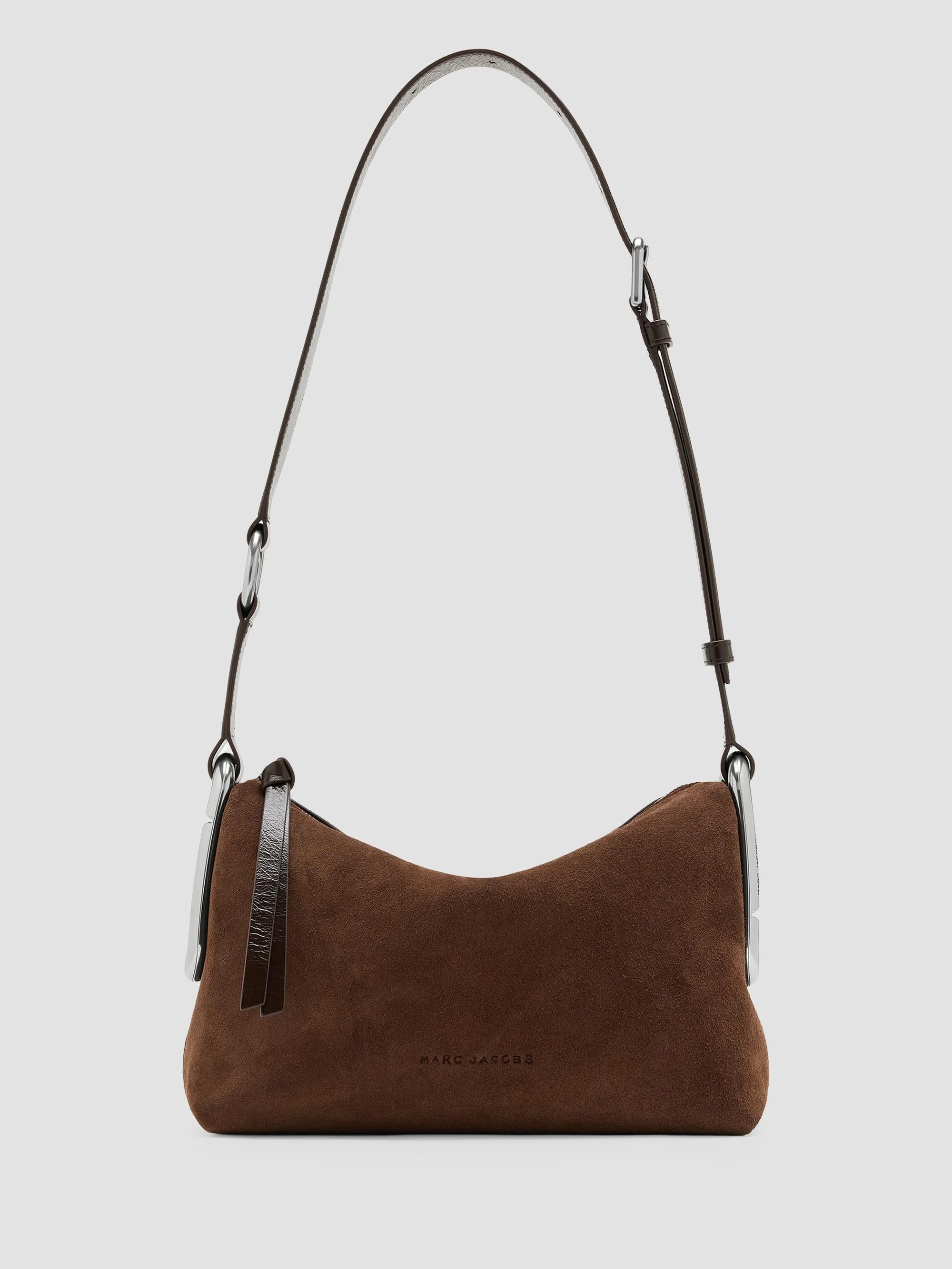 Women's Scene Suede Medium Shoulder Bag - Dark Brown - 1