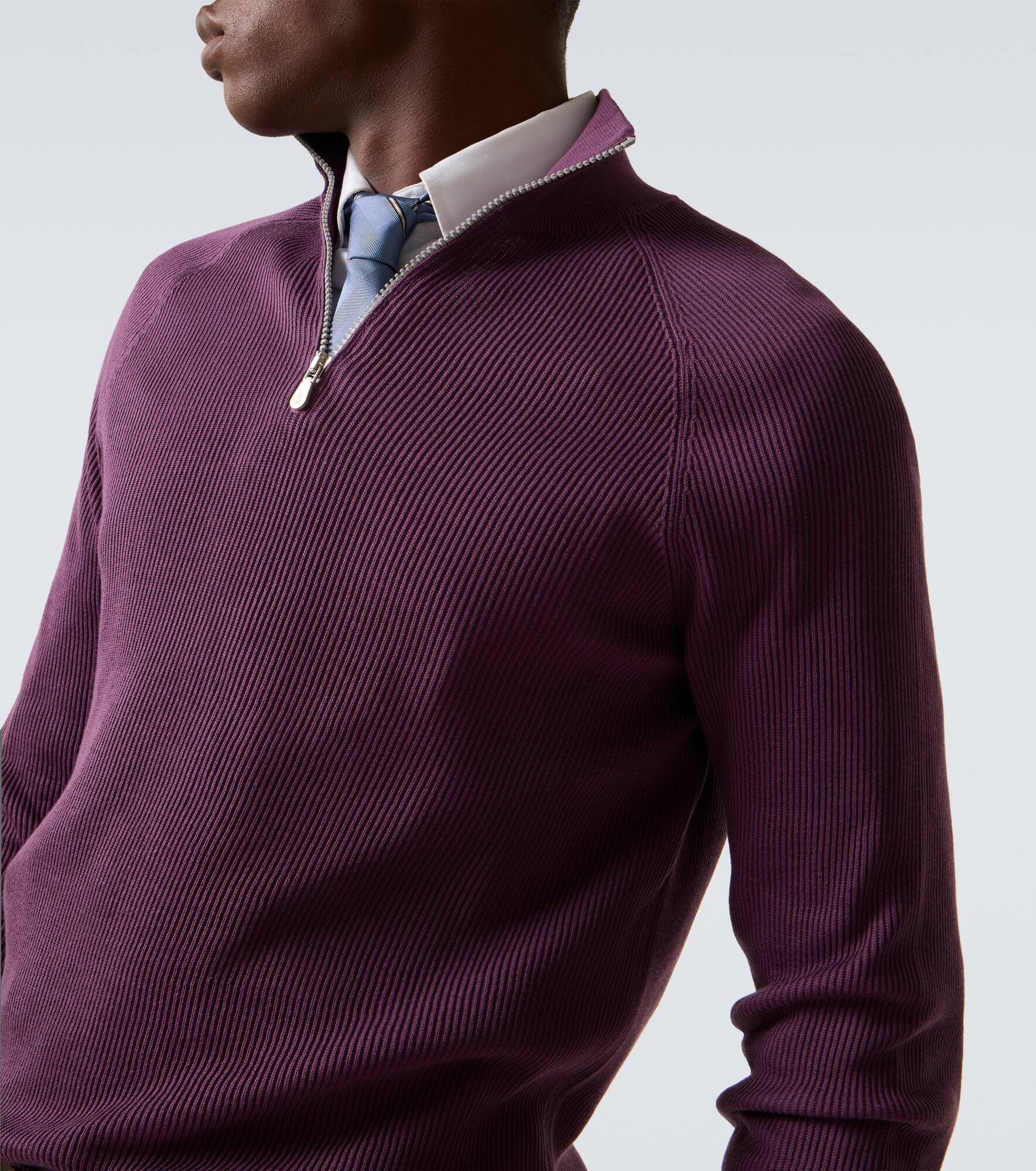 Ribbed-knit cotton half-zip sweater - 5