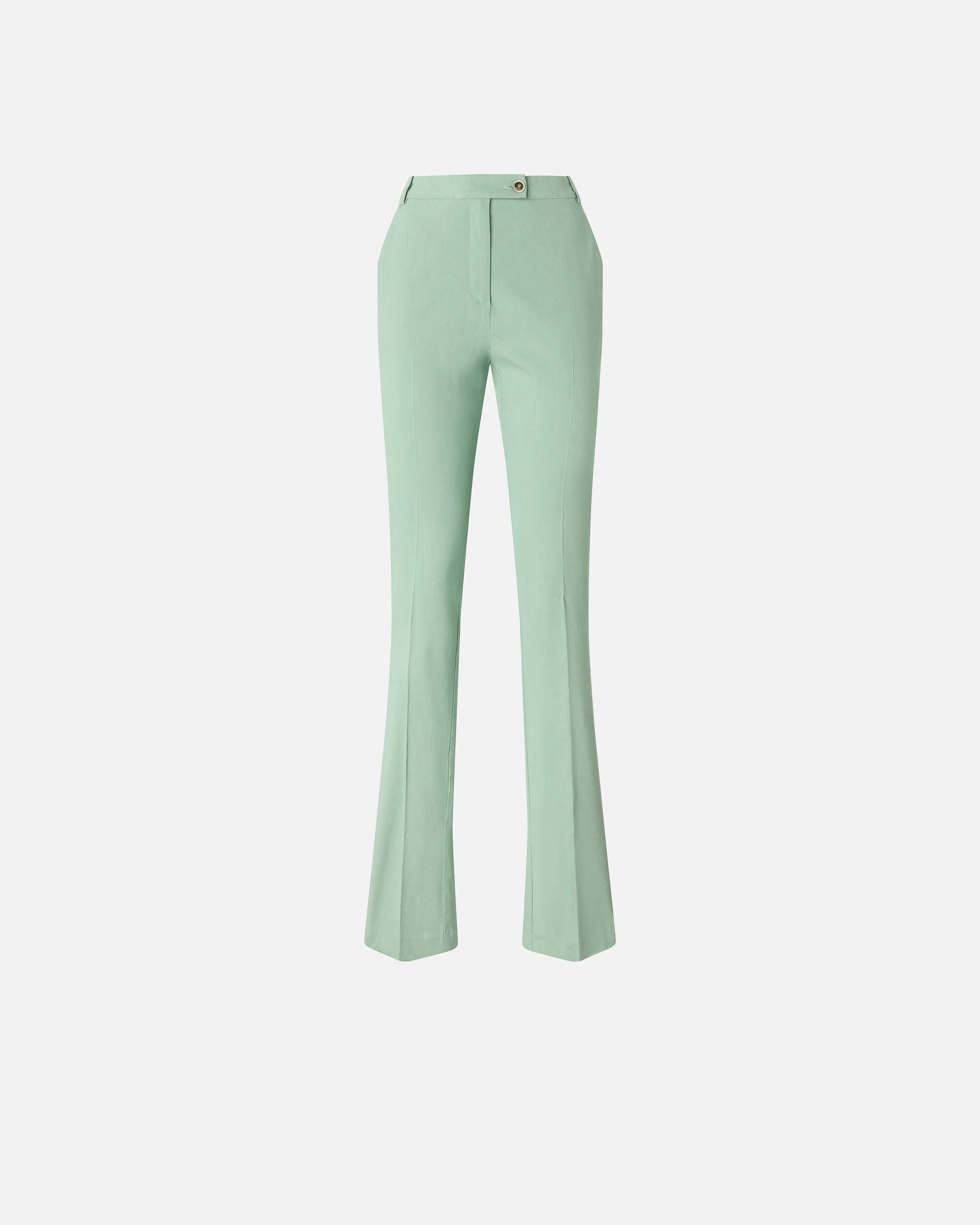 TROUSERS IN LINEN BLEND WITH PRESSED PLEAT - 1