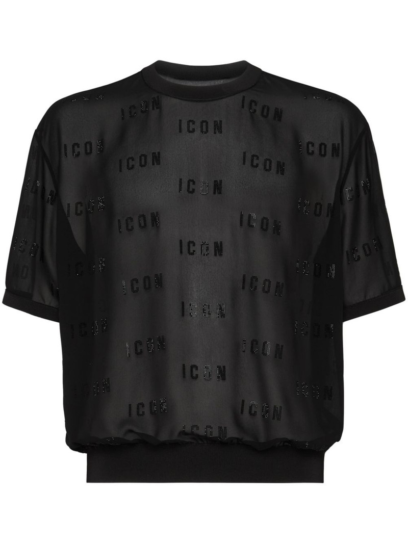 logo-appliqué mesh T-shirt 1