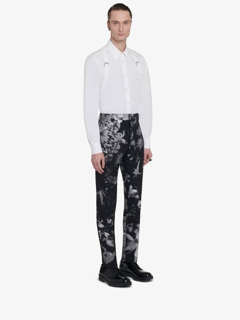 Men's Wax Flower Cigarette Trousers in Black/silver - 3