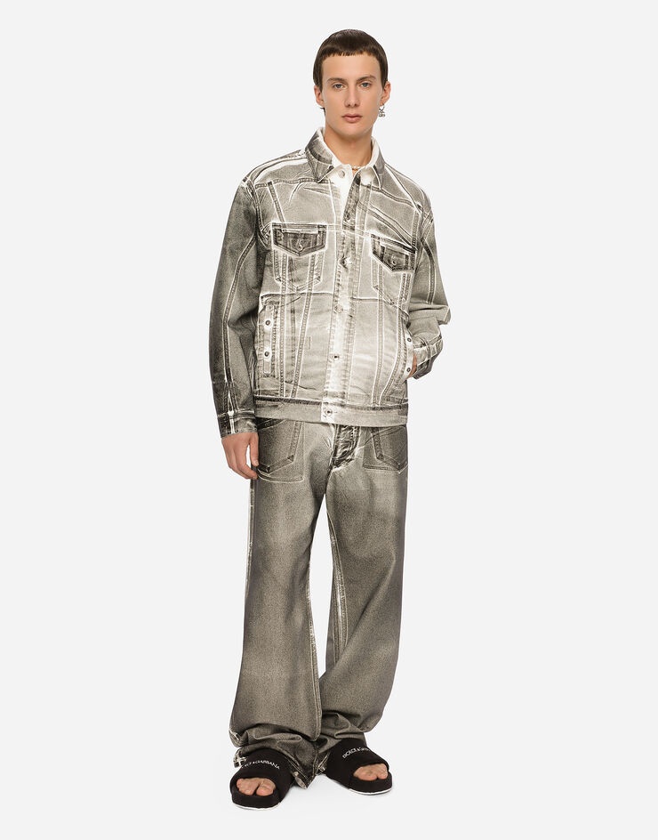 Coated gray straight-leg jeans - 4