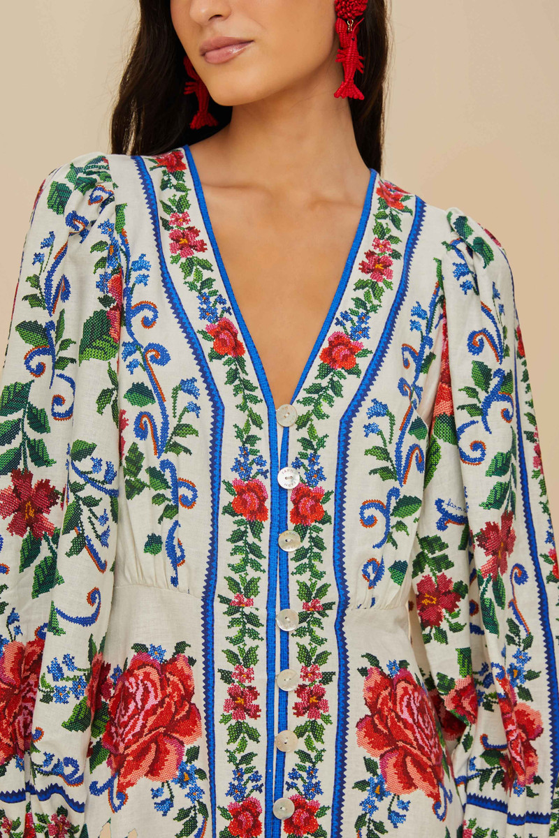 Off-White Flower Tapestry Lenzing™ Ecovero™ Euroflax™ Maxi Dress 3