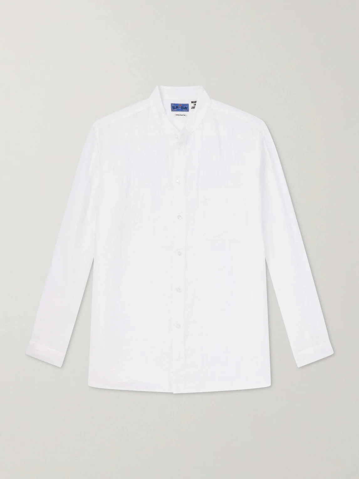 Grandad-Collar Linen Shirt - 1