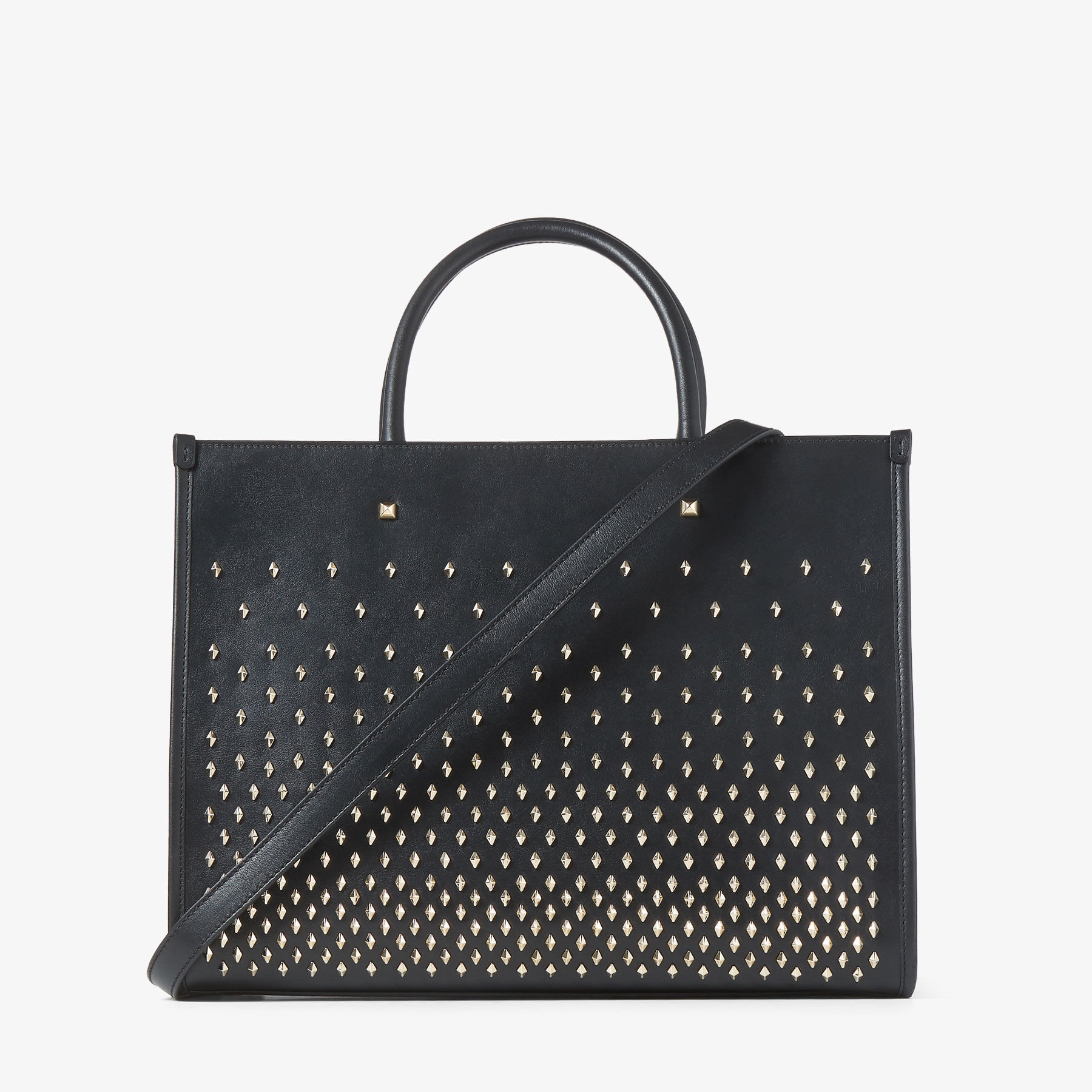 Varenne M Tote
Black Leather Tote Bag with Studs - 6
