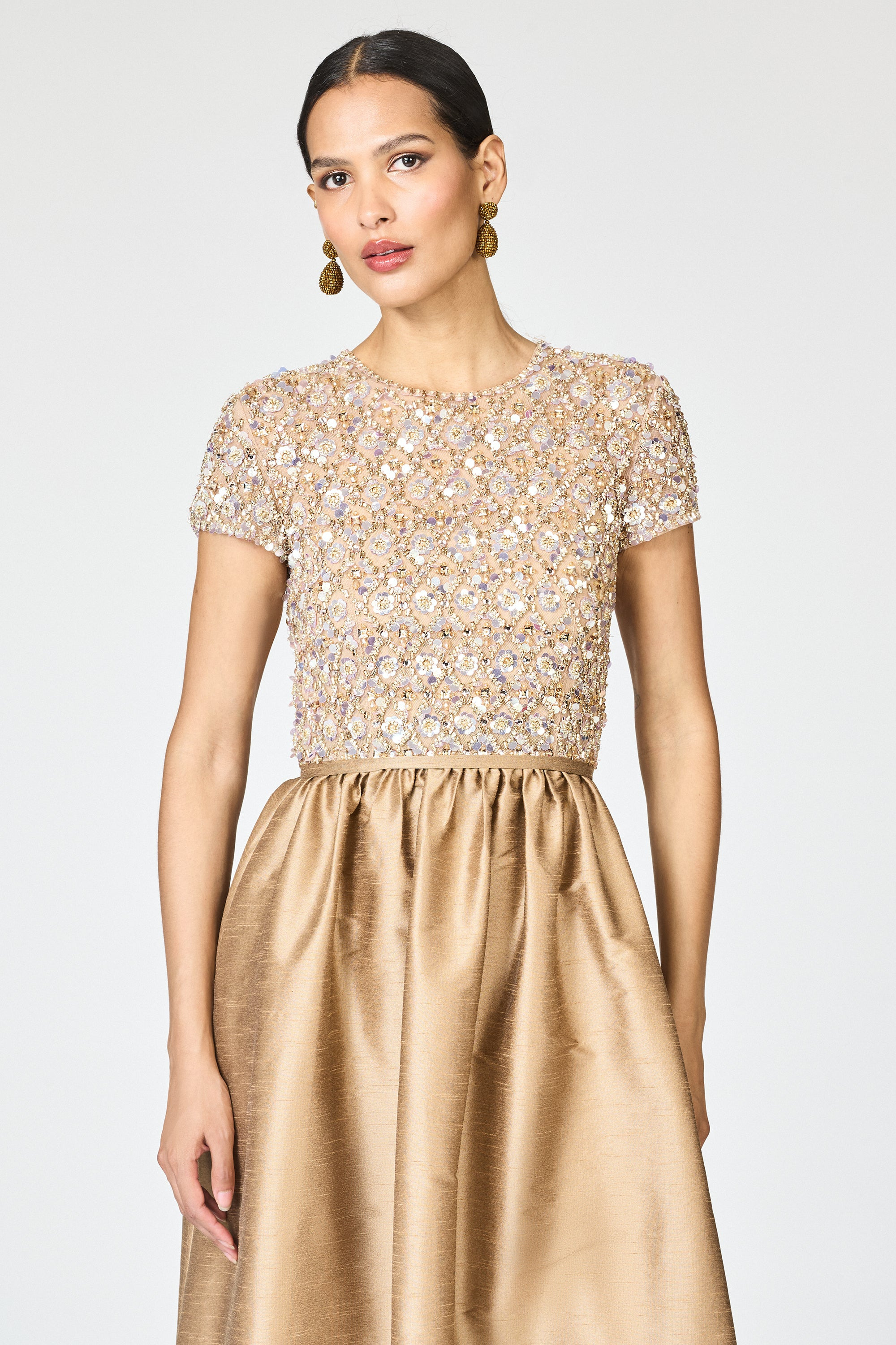 EMBELLISHED LONDA GOWN - CAFE - 6