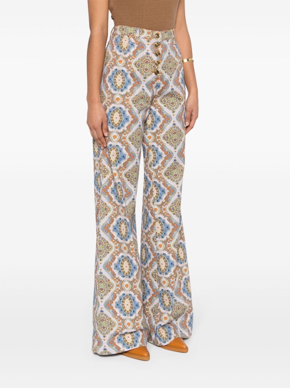 mandala-print flared jeans - 3