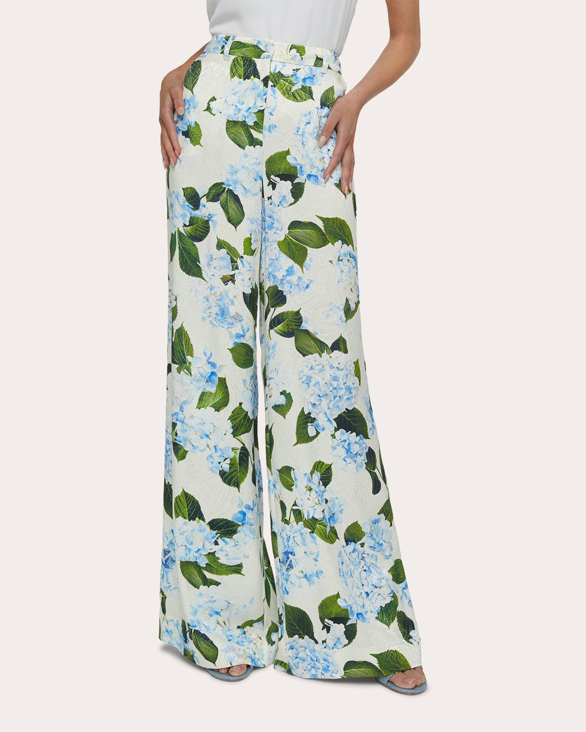 Pilar Satin-Jacquard Wide-Leg Pants - 2