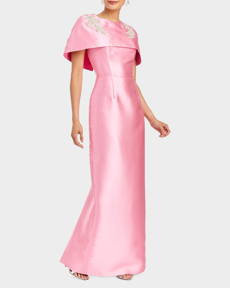 Eve Embellished Capelet Silk Twill Gown 4