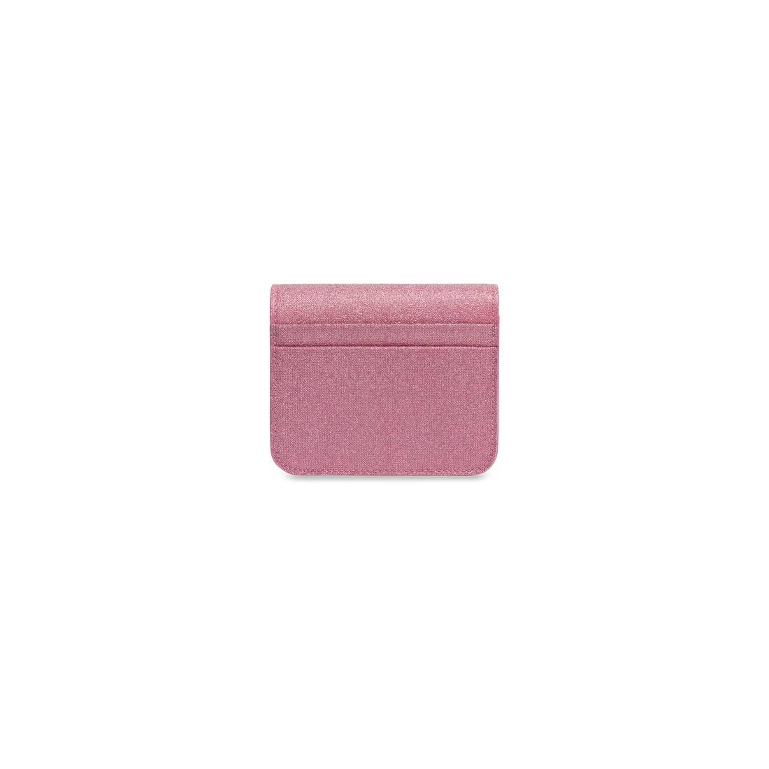 Women's Cash Flap Coin And Card Holder In Sparkling Fabric in Pink - 3