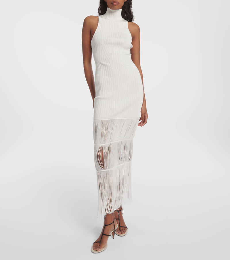 KHAITE Zare fringed ribbed-knit maxi dress outlook