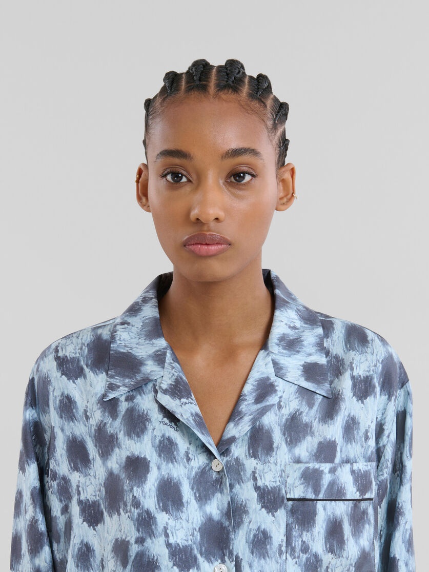 GREY SILK SHIRT WITH CRAYON LEOPARD PRINT - 4