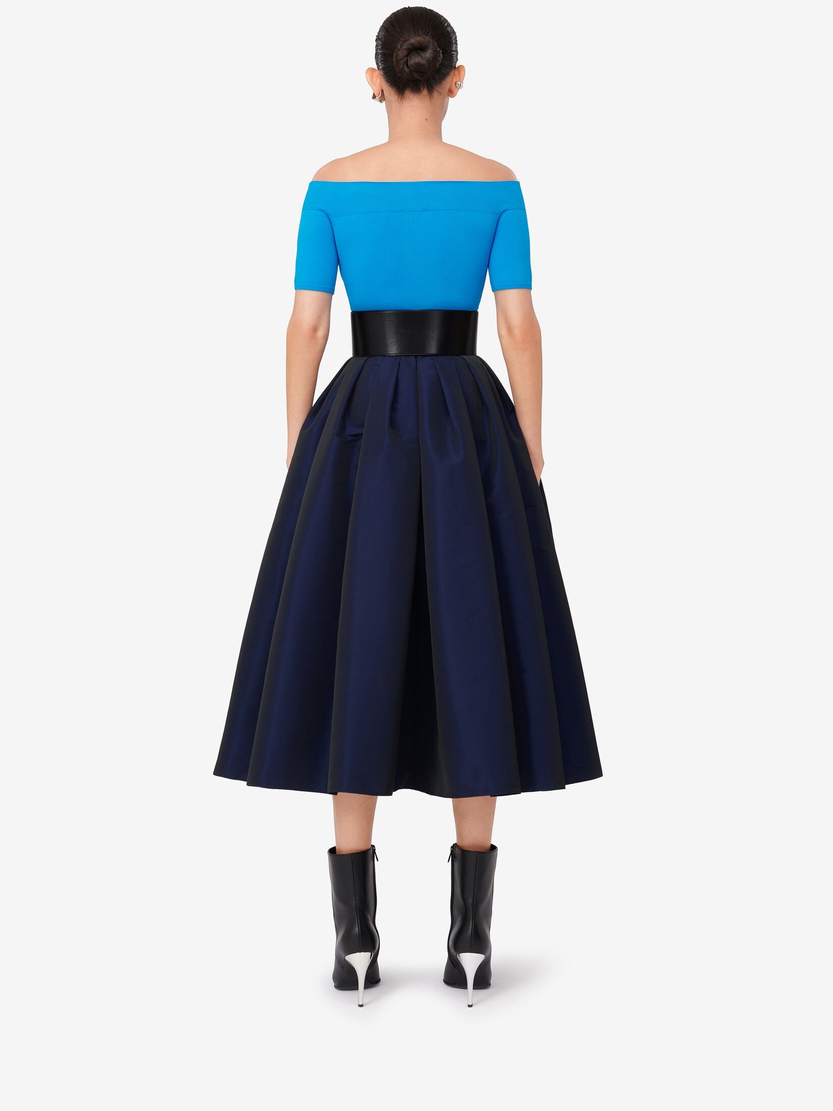 Women's Pleated Midi Skirt in Electric Navy - 4