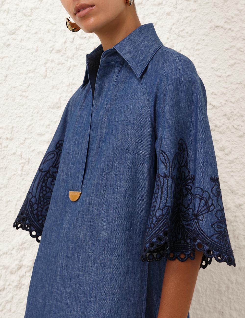 【Zimmermann】COCO EMBROIDERED DENIM DRESS デニム刺繍ミディ Coco embellished embroidered denim midi dress - STACIE